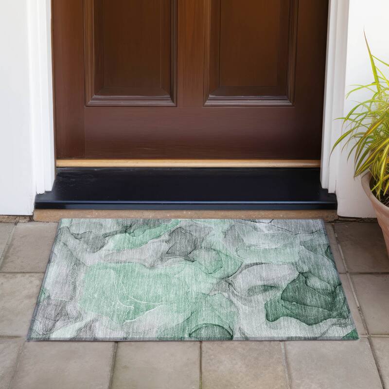 Allus Artistic Abstract Weather Resistant Classic Meets Modern Outdoor Rug