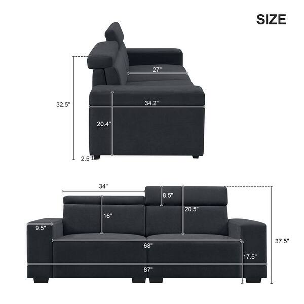 23 Seater Sectional Sofa Couch with MultiAngle Adjustable Headrest