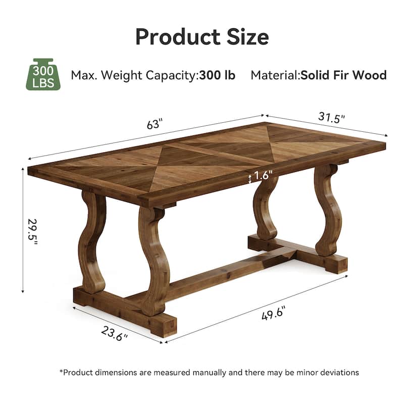 63" Solid Wood Office Executive Desk with Diamond Parquetry Top and Scroll Legs