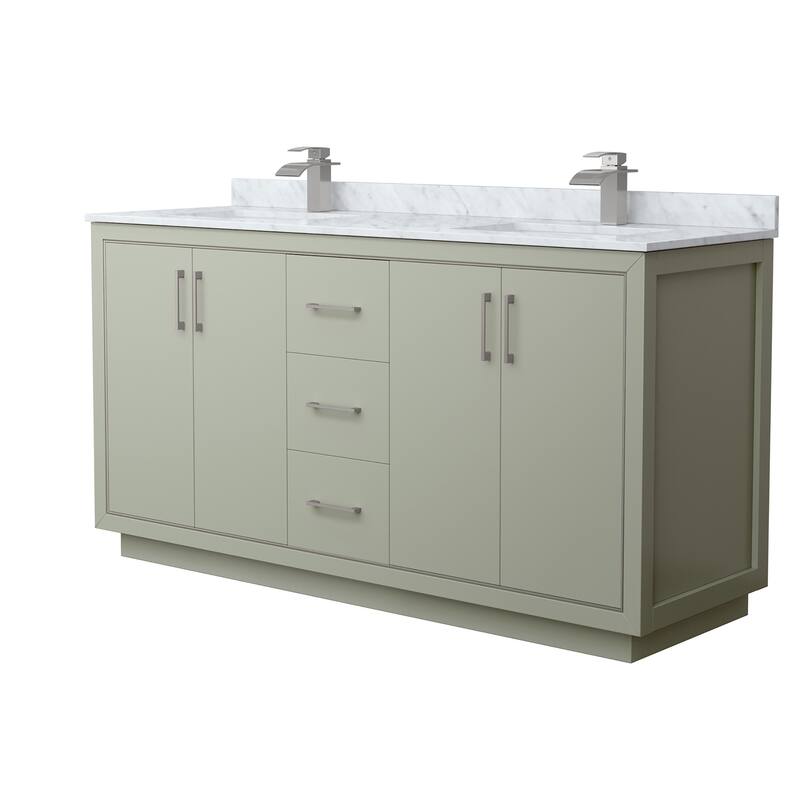 Wyndham Collection WCF1111-66D-NAT-MXX Icon 66" Free Standing Double - Light Green / Brushed Nickel Hardware