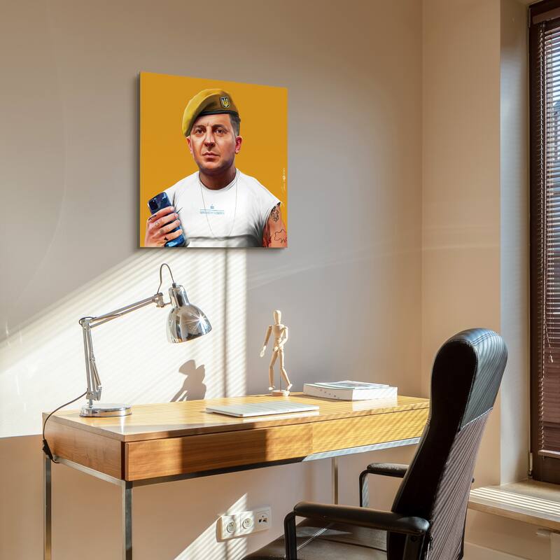 Empire Art Direct Hip Volodymyr Zelenskyy Printed Tempered Glass Wall Art - Multi-Color