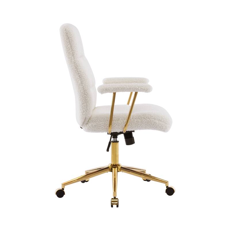 Textured Boucle Fabric Office Chair, Modern Height Adjustable Desk Chair with Padded Arms
