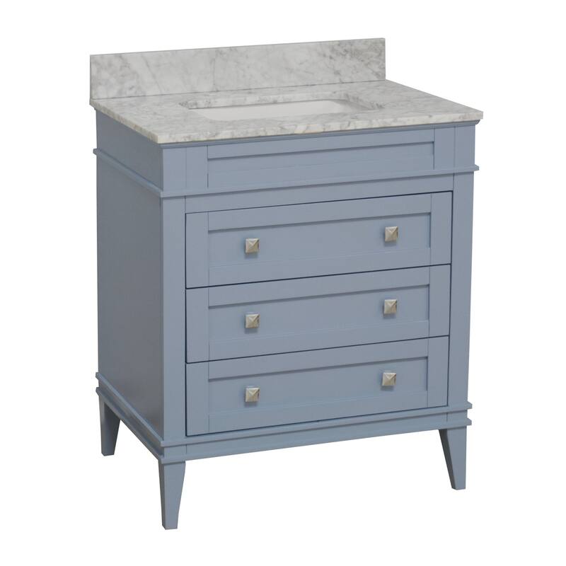 KitchenBathCollection Eleanor 30" Bathroom Vanity with Carrara Marble Top