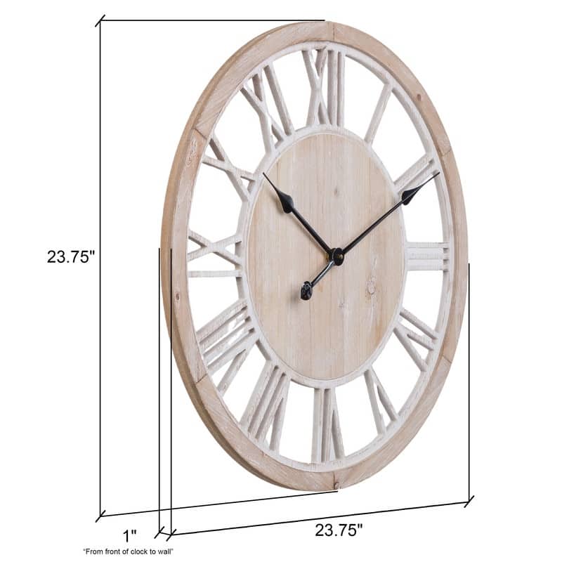 Seraphine Farmhouse Wooden Wall Clock - 23.75"H x 23.75"W x 1"D