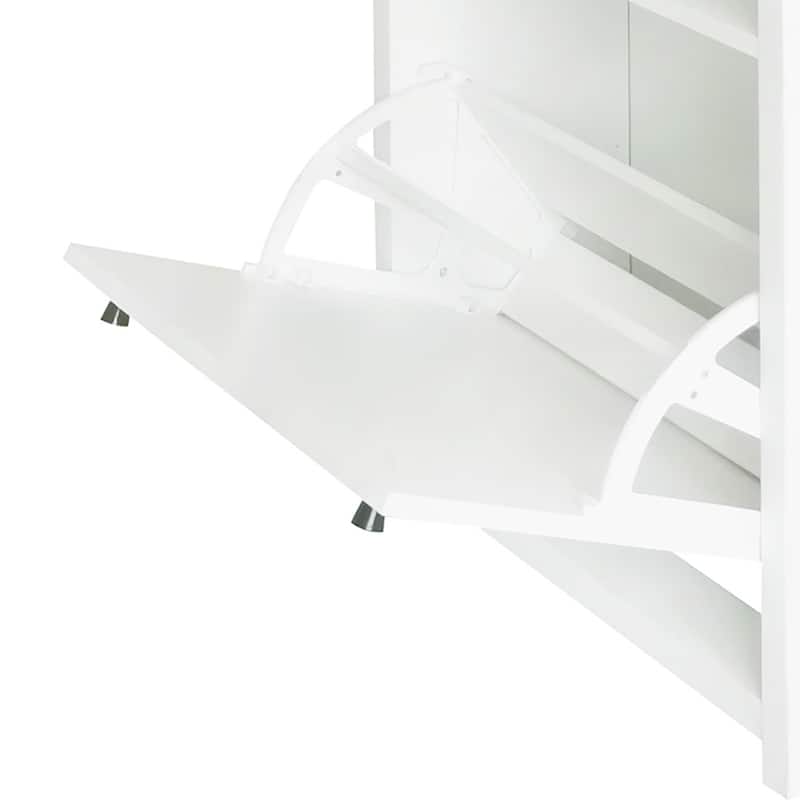 Modern Minimalist Set of Two Wooden Shoe Storage Cabinets