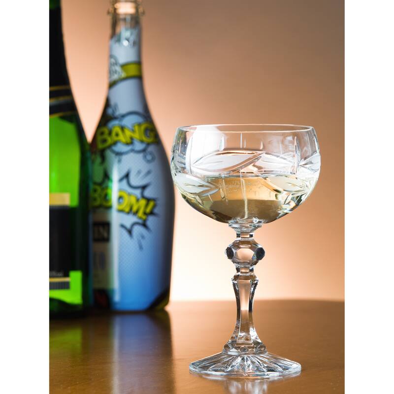Crystal Champagne Glasses- Flute - Saucer - Set of 6 - 6.5Oz.-Majestic