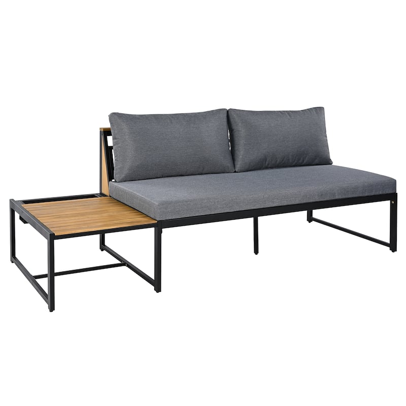 Patio Furniture Set with Loveseats and Pillows, 4 Pieces Outdoor Sofa Set with Waterproof Cushions and Coffee Table