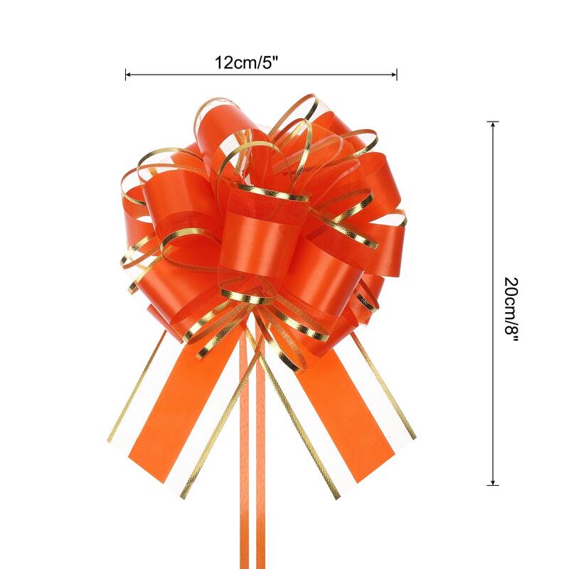 10pcs 6" Large Pull Bow Organza Gift Wrapping Bows Ribbon for Wedding - Orange Red - 6 Inch