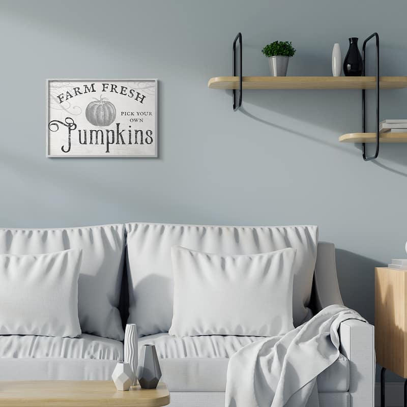 Stupell Vintage Rustic Farm Fresh Pumpkins Sign Framed Wall Art