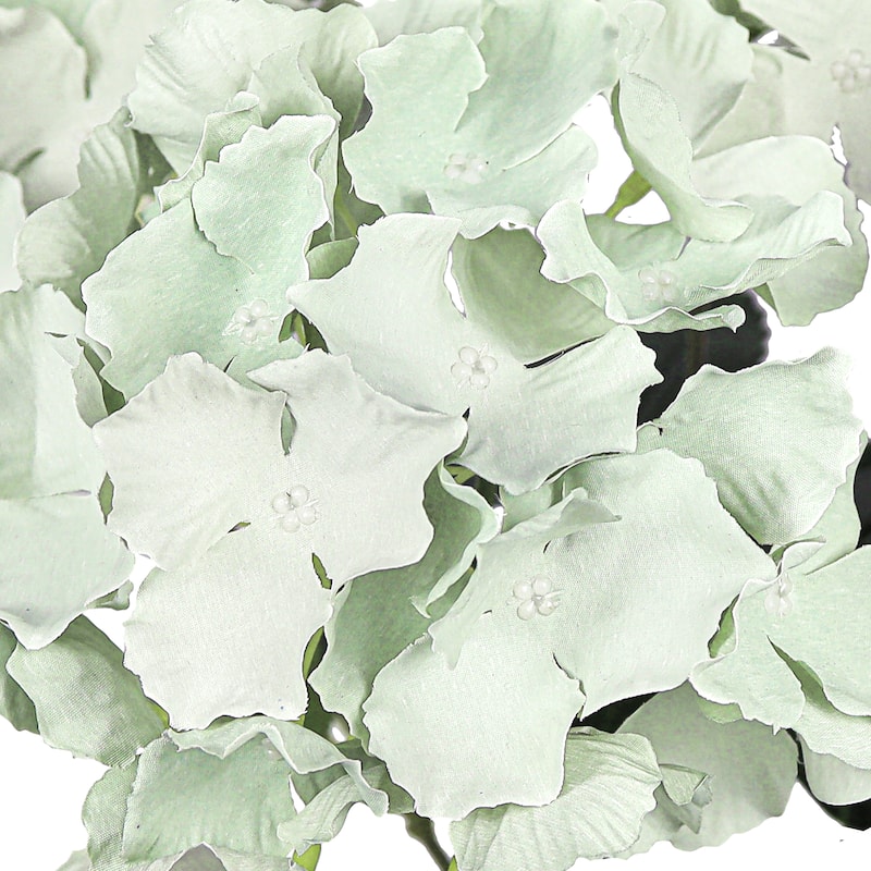 Set of 2 Light Sage Artificial Hydrangea Flower Stem Bush Bouquet 19in - 19" L x 12" W x 12" DP