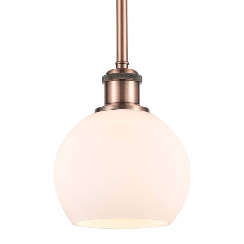 Innovations Lighting 516-1S-8-6 Athens Pendant Athens 6" Wide Mini - Antique Copper / Matte White