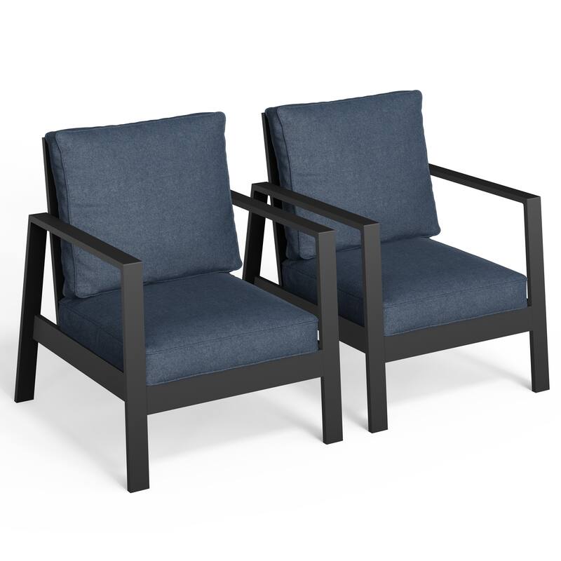 Patio Aluminum Chair with Cushions (Set of 2)