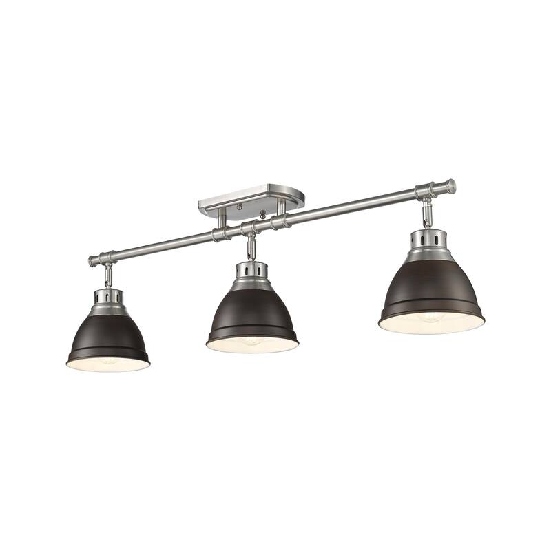 Yep by Golden Lighting Duncan 3-light Semi-Flush Mount in Pewter and Rubbed Bronze shade - 3-Light Semi-flush