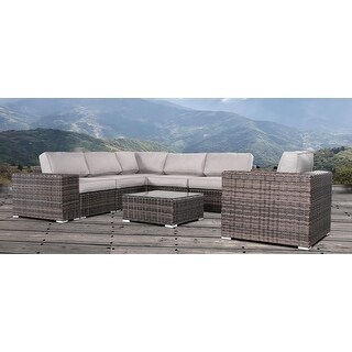 Resort Grade Cup Table 9 Piece Rattan Sectional Seating Group