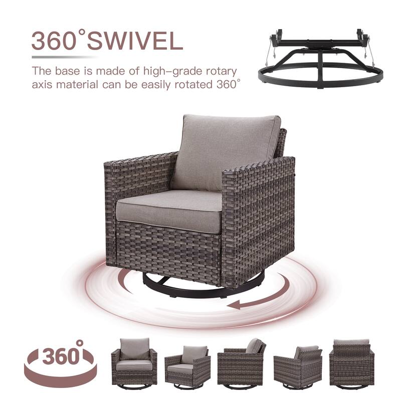 4 Pieces Swivel Chair with Fire Pit Table