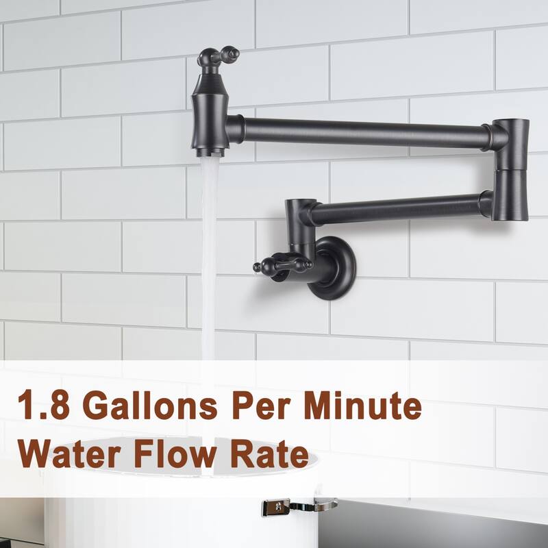 Two Handles Wall Mount Filler Folding Kitchen Faucet