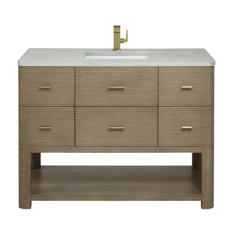 James Martin Vanities D704-V48-3VSL Lucian 48" Free Standing Single - Pebble Oak