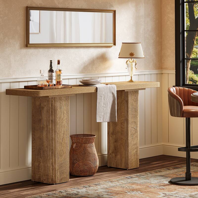 63-Inch Long Entryway Table, Farmhouse Console Table Behind Couch