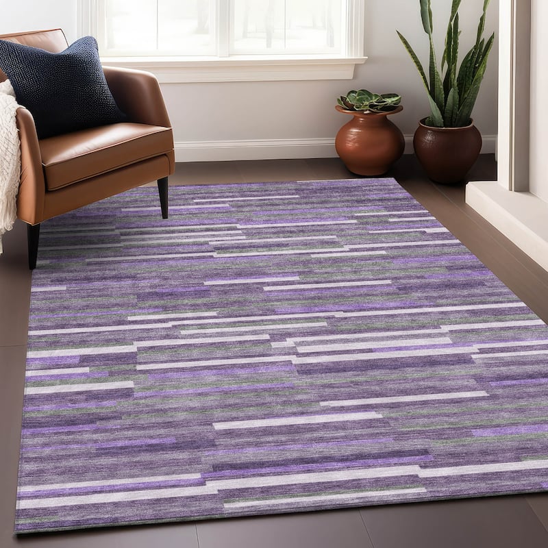 Premium Washable Super Soft Geo Stripes Mayfield Rug - Purple - 5' x 7'6"