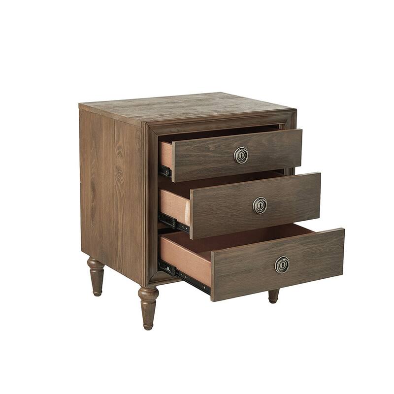 3 Drawers Wooden Nightstand - Oak