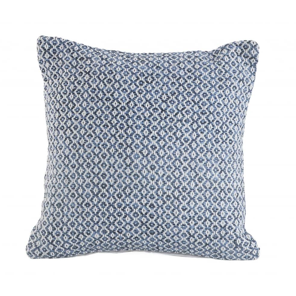 HomeRoots 18" X 18" Navy And White 100% Cotton Geometric Zippered Pillow
