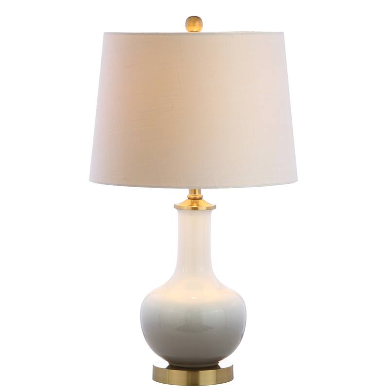 Bates 25" Ceramic/Brass LED Table Lamp, White/Navy by JONATHAN Y
