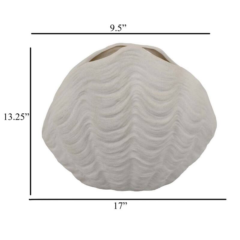 Coral Accent Vase, White Ceramic, Oceanic Coastal Design, 13 Inch