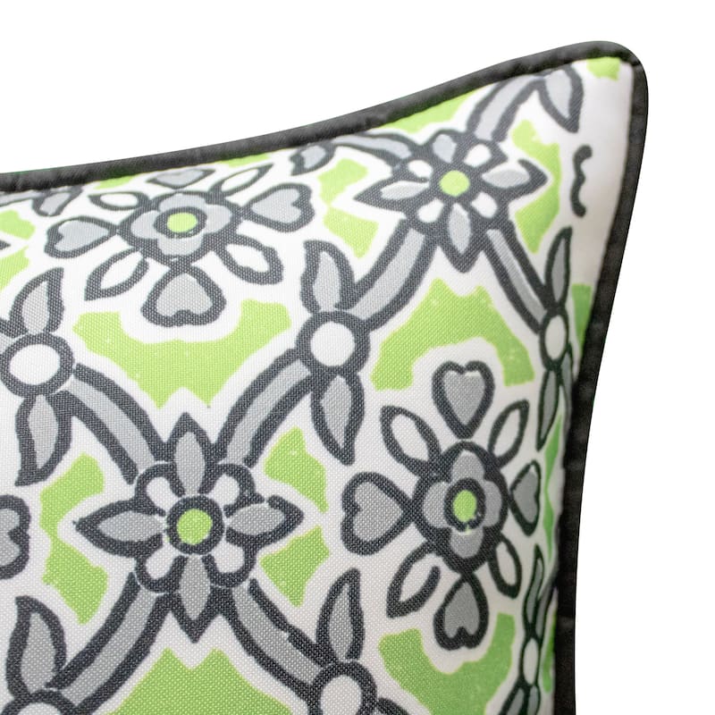 Take It Outside® Indoor/Outdoor Reversible Antique Tile Print Decorative Throw Pillow 18x18, Leaf Multi - Leaf
