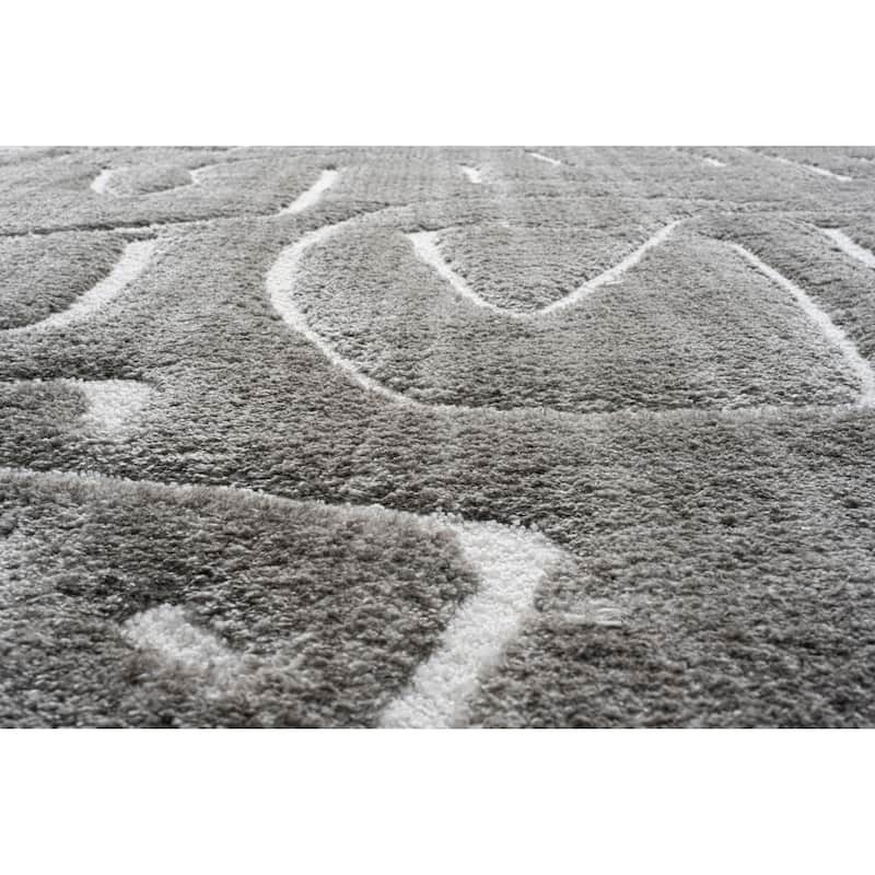 Nina Callie Gray and Ivory Recycled Polyester Area Rug - 6' x 9'