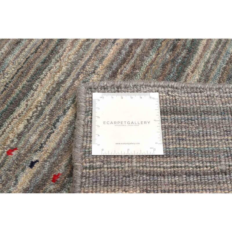 ECARPETGALLERY Hand Loomed Kashkuli Gabbeh Grey Wool Rug - 4'0 x 5'8