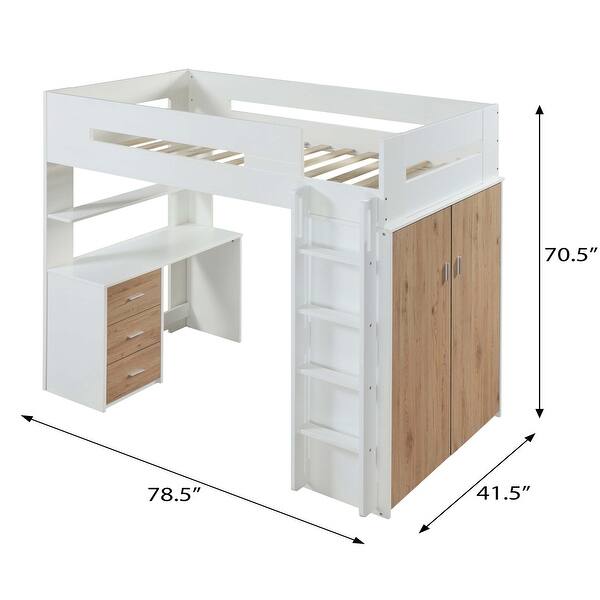 Spivey Twin Loft Bed with Built-in Desk