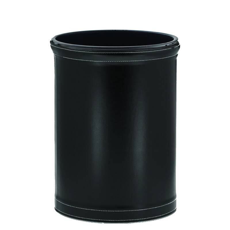 STITCHED 13Qt Oval Wastebasket w/ Liner (2pc Set) - Black