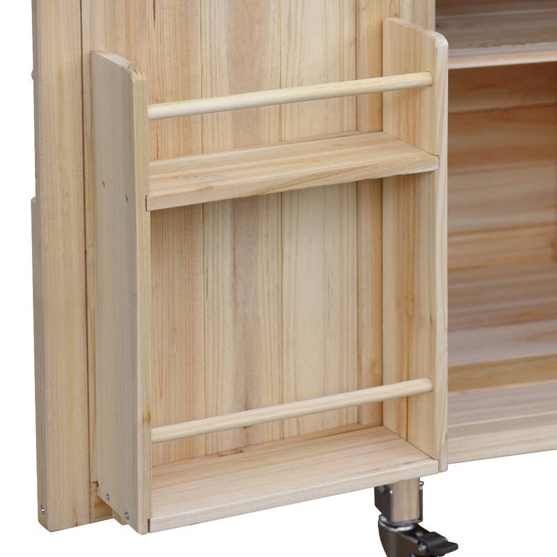 50.25'' Rubber Wood Kitchen Island with Spice Rack , Towel Rack, and Rolling Wheels - 50.25'' x 18.5'' x 36.25''