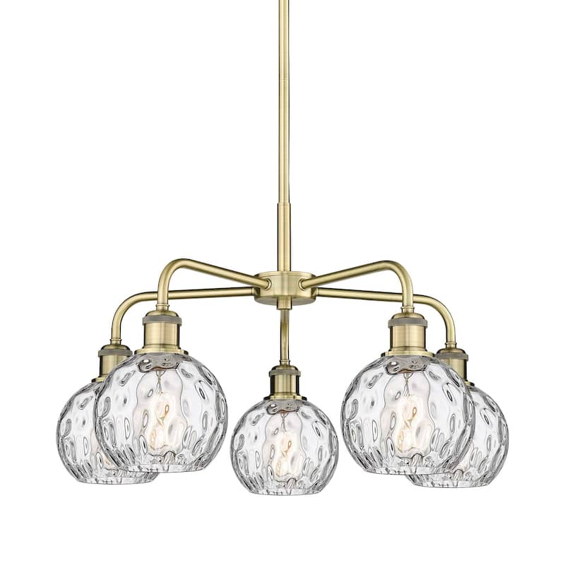 Innovations Lighting 516-5CR-15-24 Athens Water Glass Chandelier - Antique Brass / Clear Water Glass