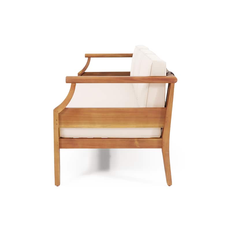 Aston Outdoor Acacia Wood 3 Seater Sofa by Christopher Knight Home