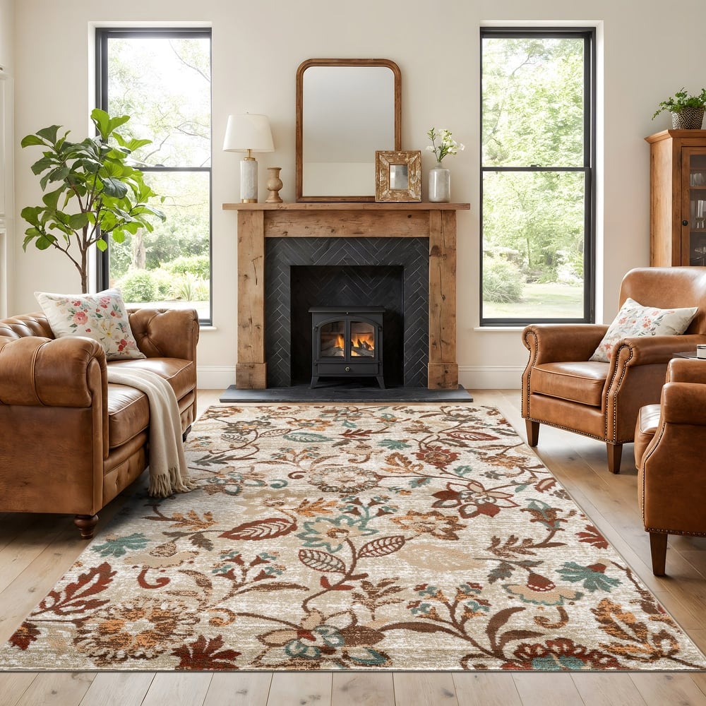 World Rug Gallery Contemporary Vine Floral Area Rug