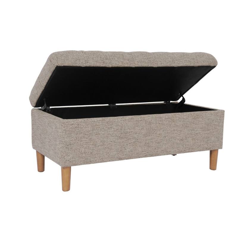 HomePop Button Tufted Top Storage Bench with Wood Legs