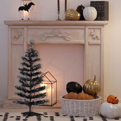 Artificial Tinsel Halloween Tree - 3' - Black - Unlit - 3 Foot