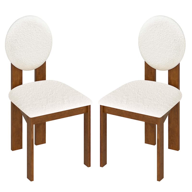 Gymax 2PCS Dining Chairs Upholstered Sherpa Fabric Kitchen Chairs w/ - White - Set of 2