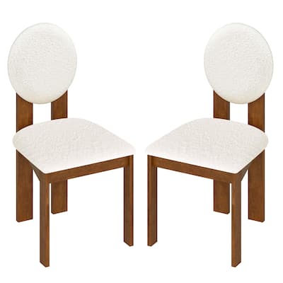 Gymax 2PCS Dining Chairs Upholstered Sherpa Fabric Kitchen Chairs w/