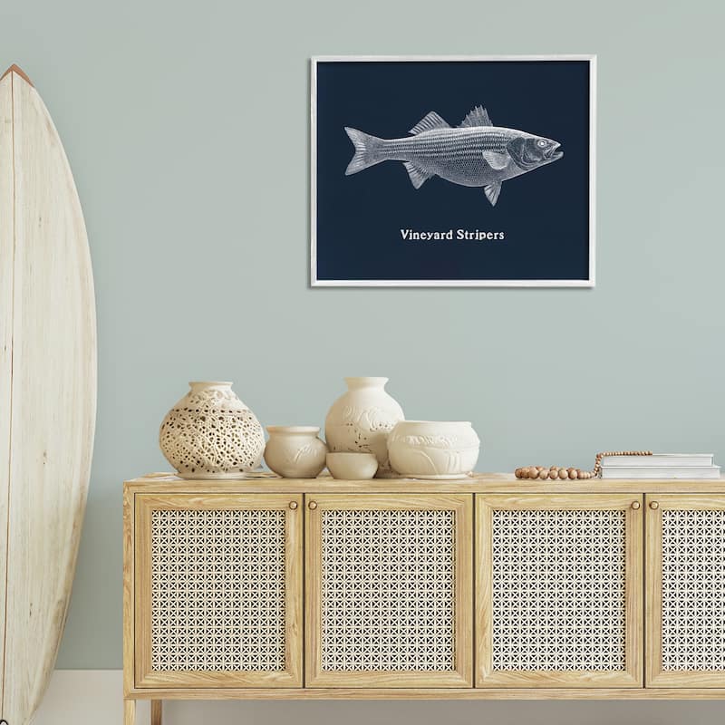 Stupell Vineyard Stripers Fish Framed Giclee Art Design By Phillipa Katz