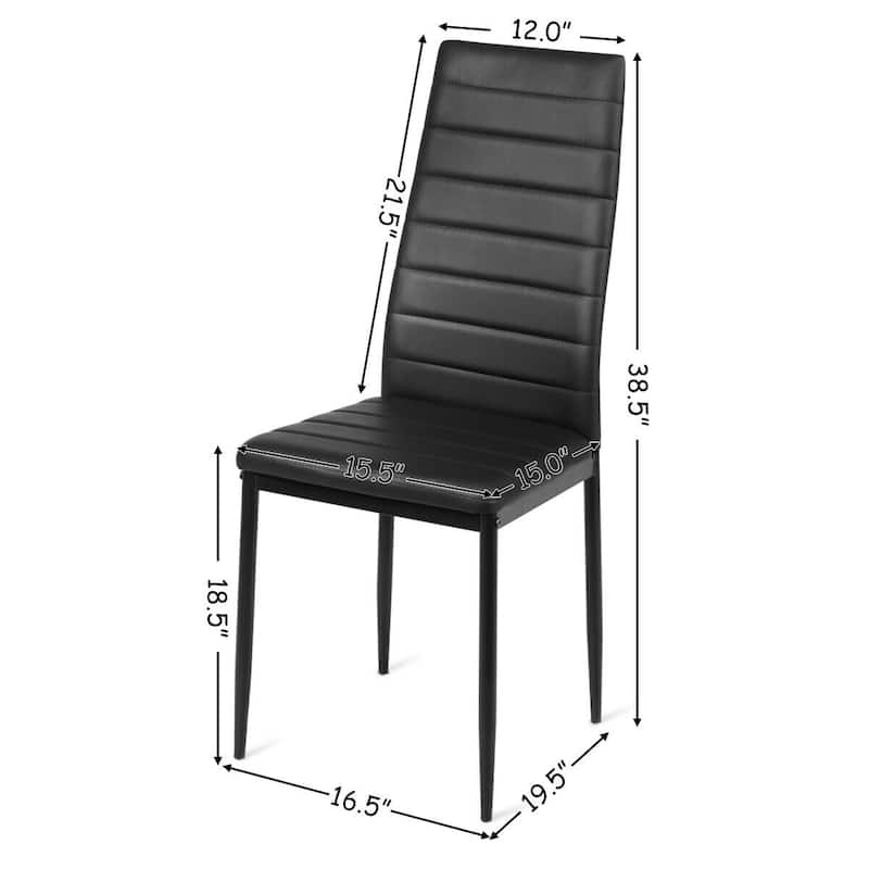 Set of 6 Black Dining Chairs with High Backrest and Steel Frame Anti-Scratch Foot Caps for Kitchen and Bistro