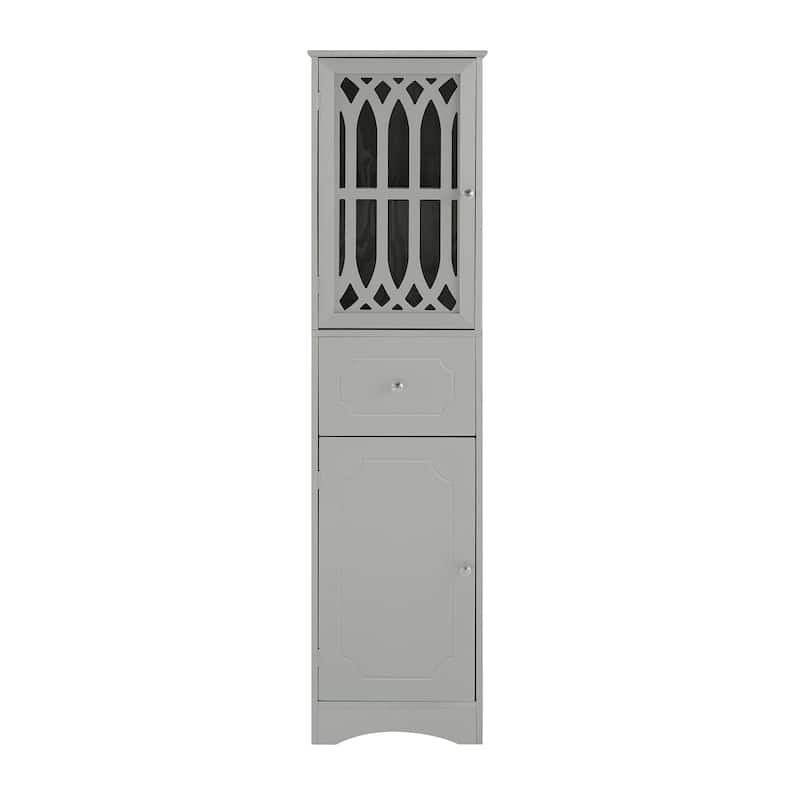 63.8'' Tall Bathroom Cabinet Freestanding with Acrylic Doors and Drawers,Grey - Bathroom Cabinet