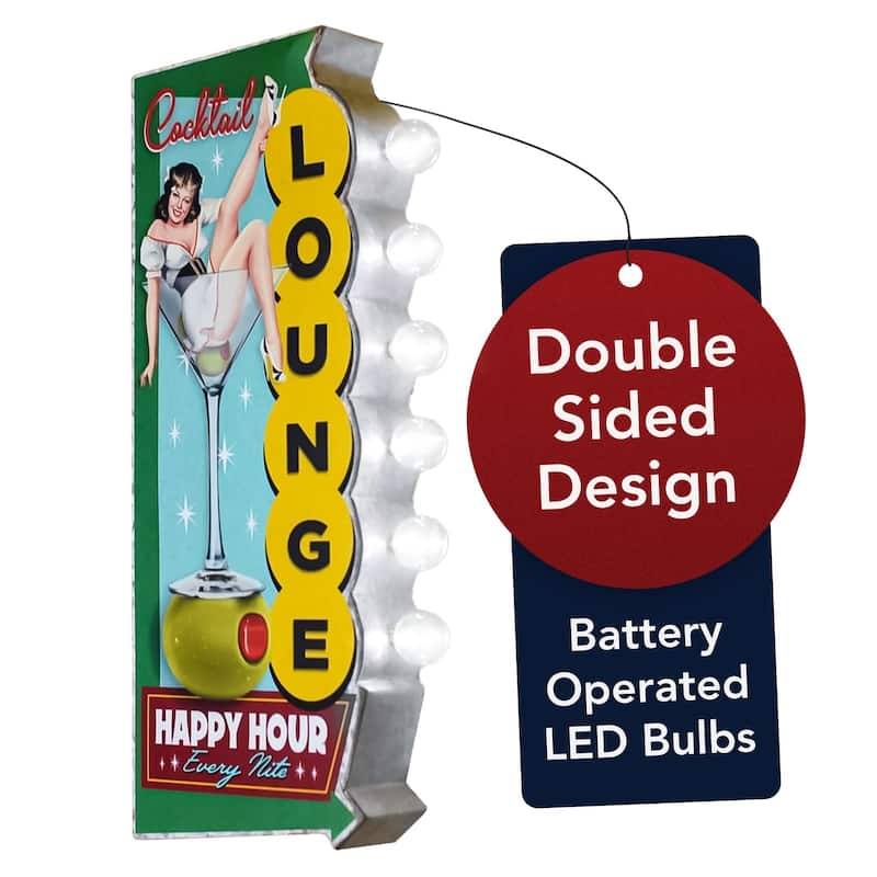 Metal LED Cocktail Lounge Every Nite Marquee Wall Sign - 23.75" x 9" x 3"