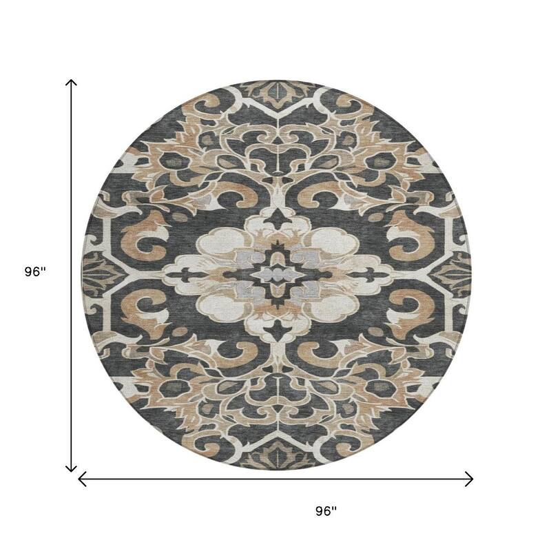 HomeRoots Damask Traditional Rectangle Outdoor Rug