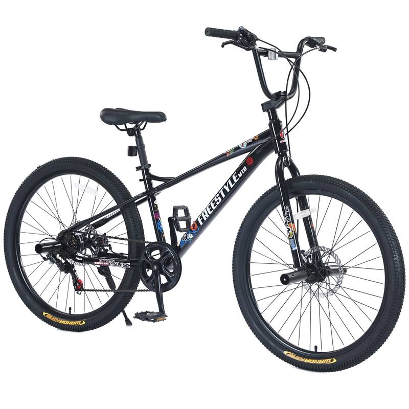 26 Inch Kids Bike Double Disc Brakes for Boys Girls Age 12+ Years - Black