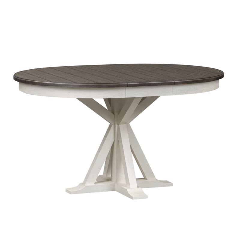 Allyson Park Wirebrushed White 5 Piece Pedestal Table Set