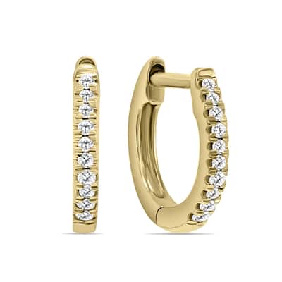 Marquee 1/10 Carat TW Small Diamond Huggie Hoop Earrings in 10K Yellow Gold