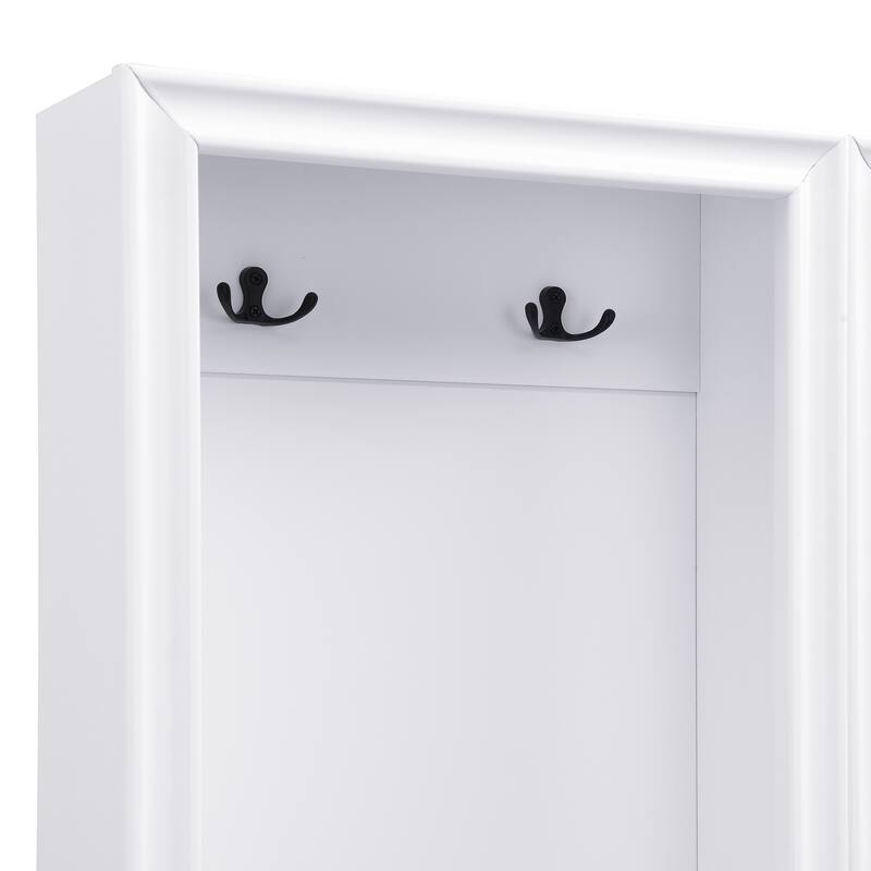 Modern Freestanding Coat Rack Set, Multi-Functional 3-in-1 Coat Rack with Bench, 2 Drawers and Hooks, for Hallways