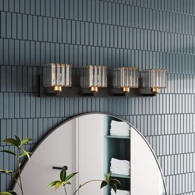 Modern 4-Light Exquisite Textured Crystal Bathroom Vanity Light